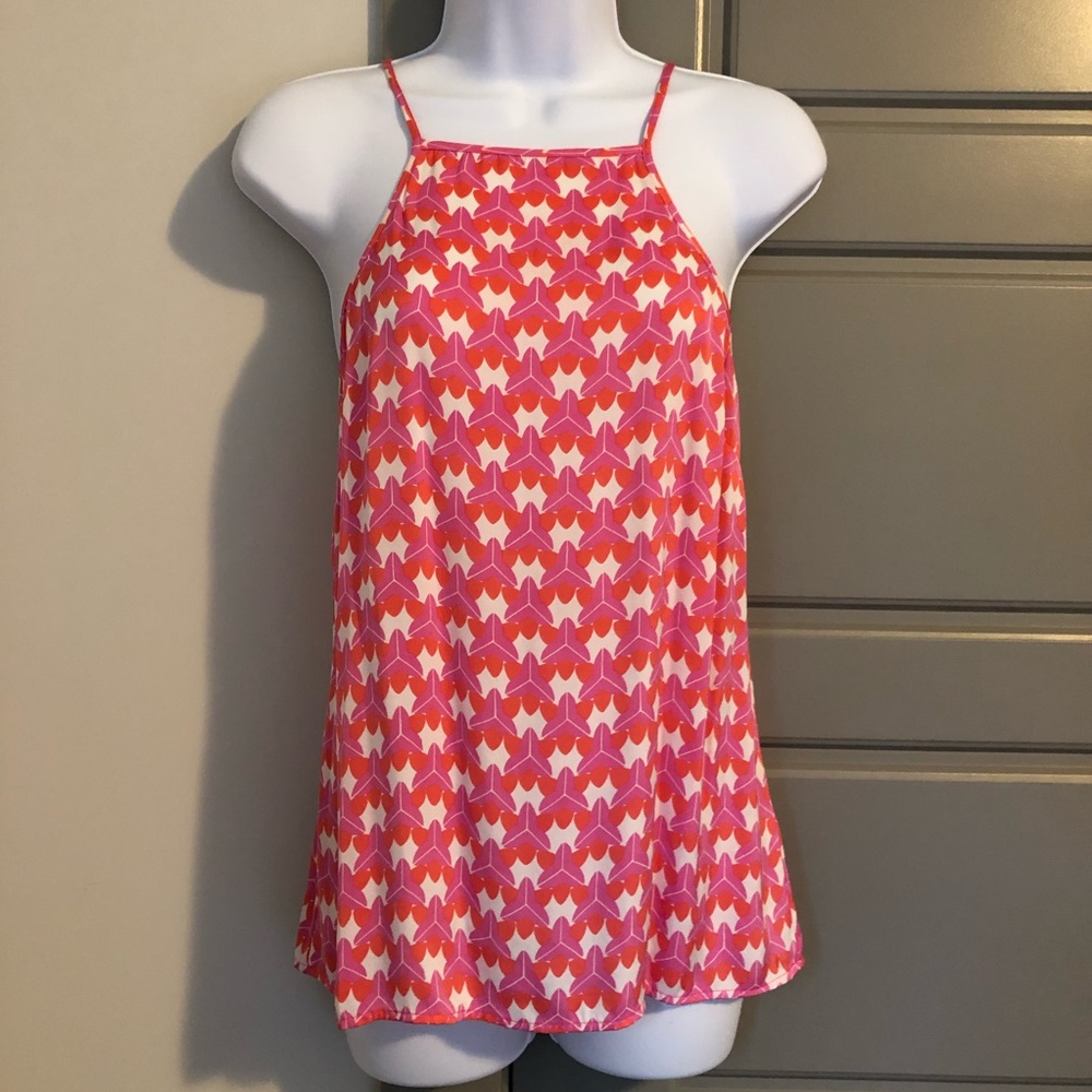 Pink Geometric Silky Top - XS